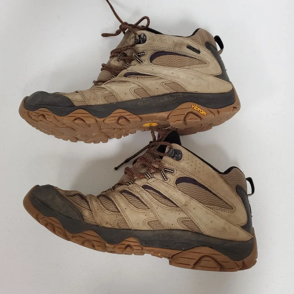 Merrell Mens Moab 3 Outdoor Hiking Shoes Size 15 Brown Ankle Height Vibram Vent